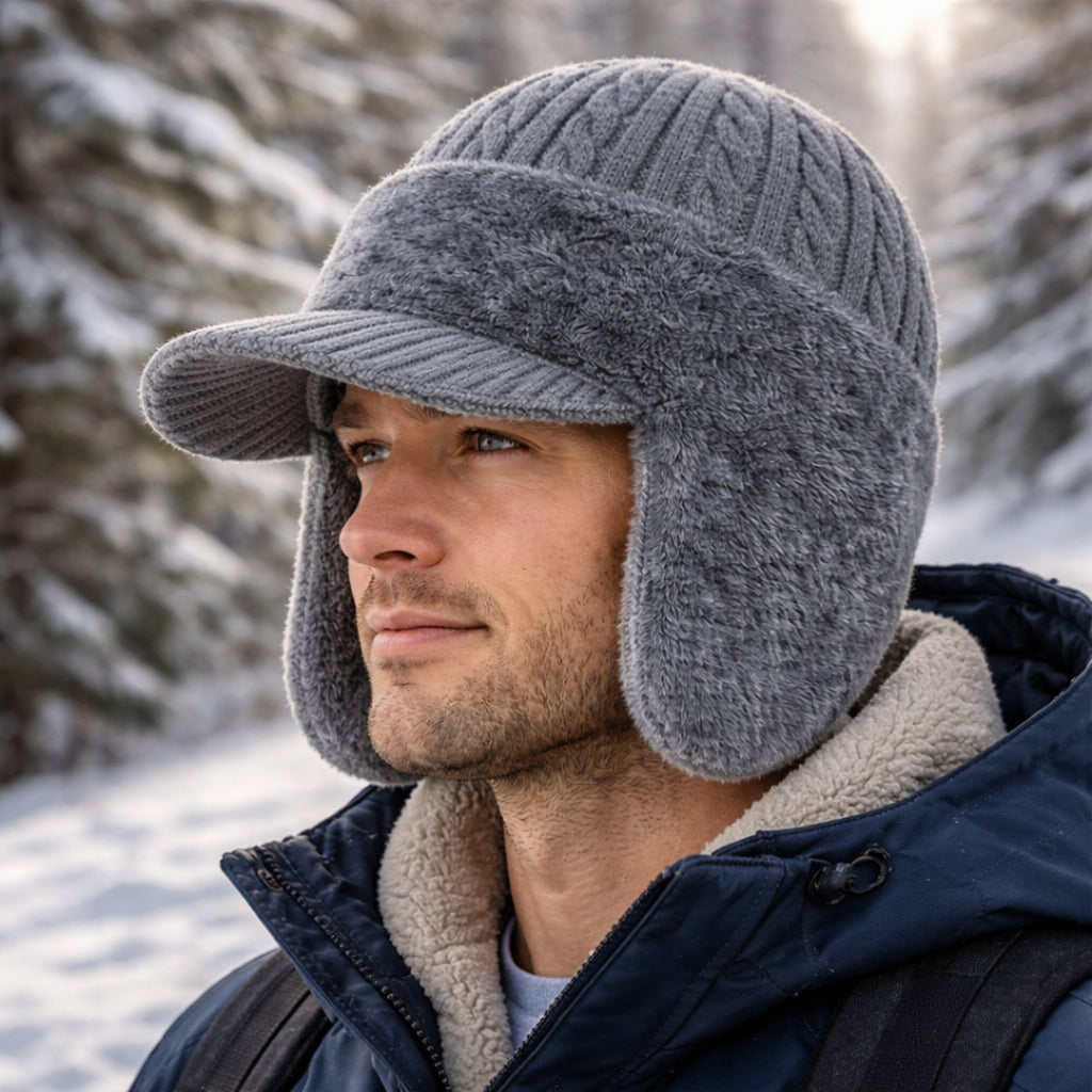 Trapper Winter Hat Ear Flap Knit Cap Visor