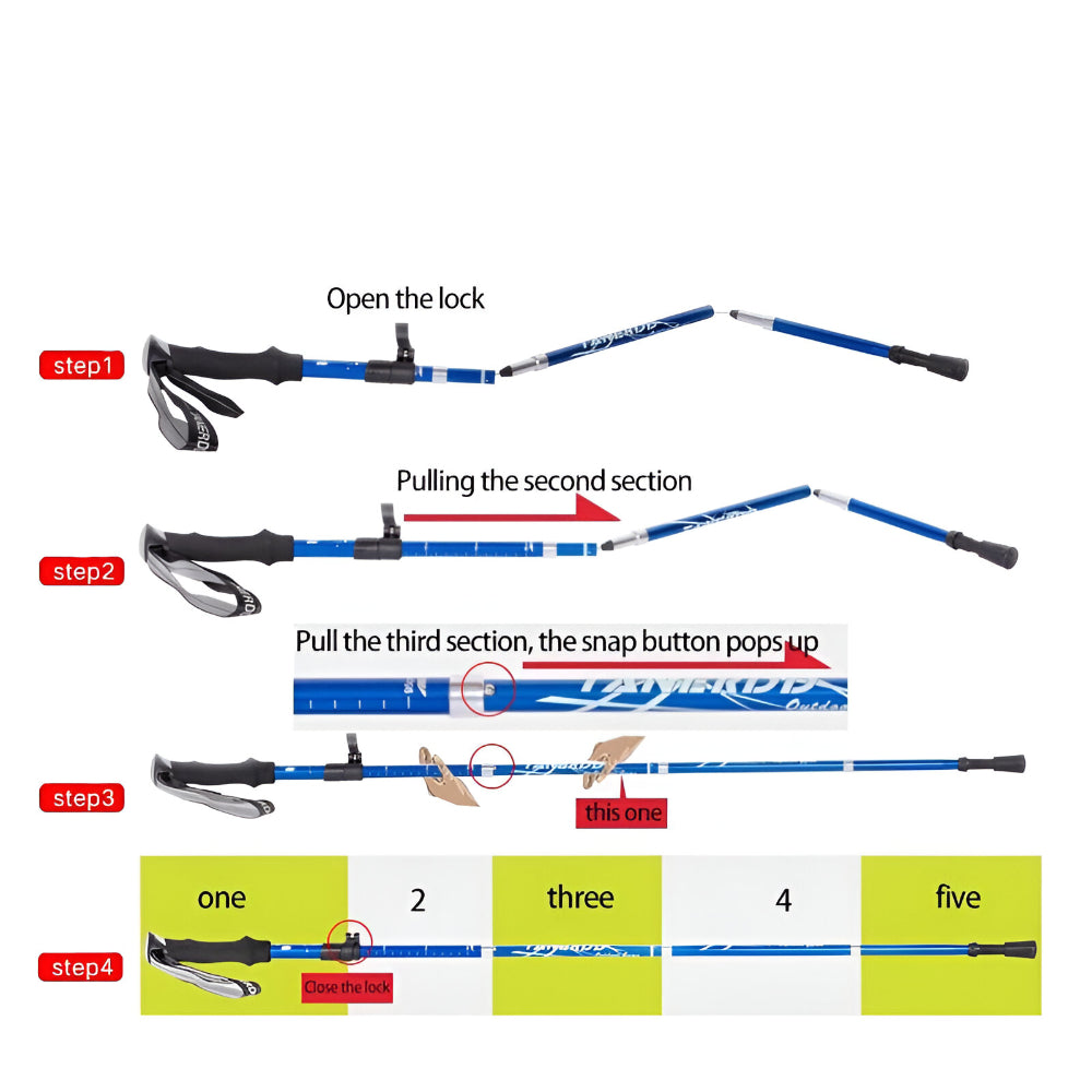Trekking Poles Foldable Telescopic Hiking Support Stick