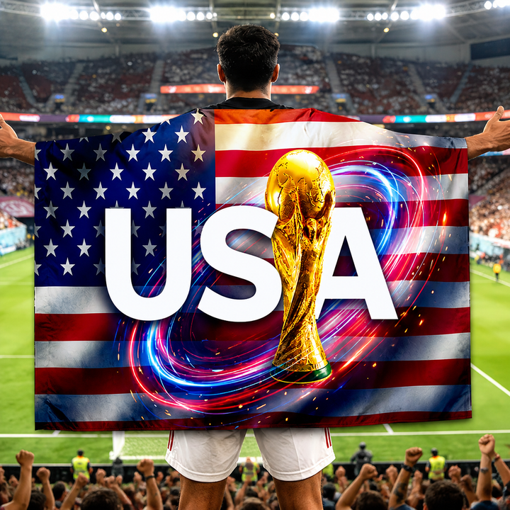 USA Flag Soccer Fan Cape World Cup Game Day Supporter Banner