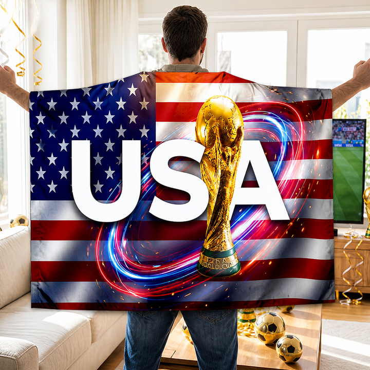 USA Flag Soccer Fan Cape World Cup Game Day Supporter Banner
