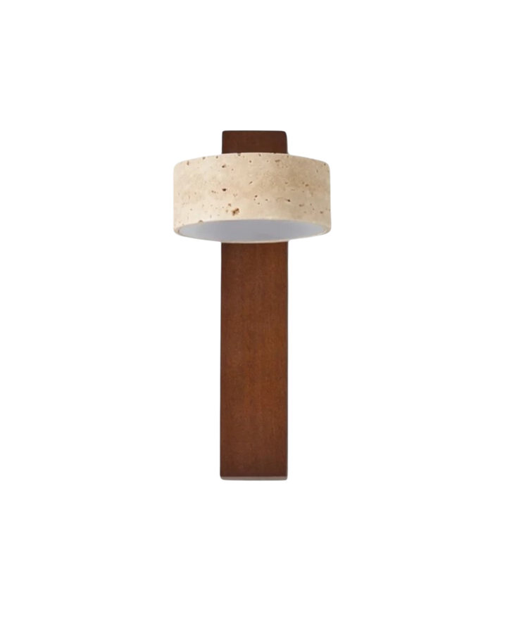 Travertine Wall Lamp | Modern Stone &amp; Wood Sconce