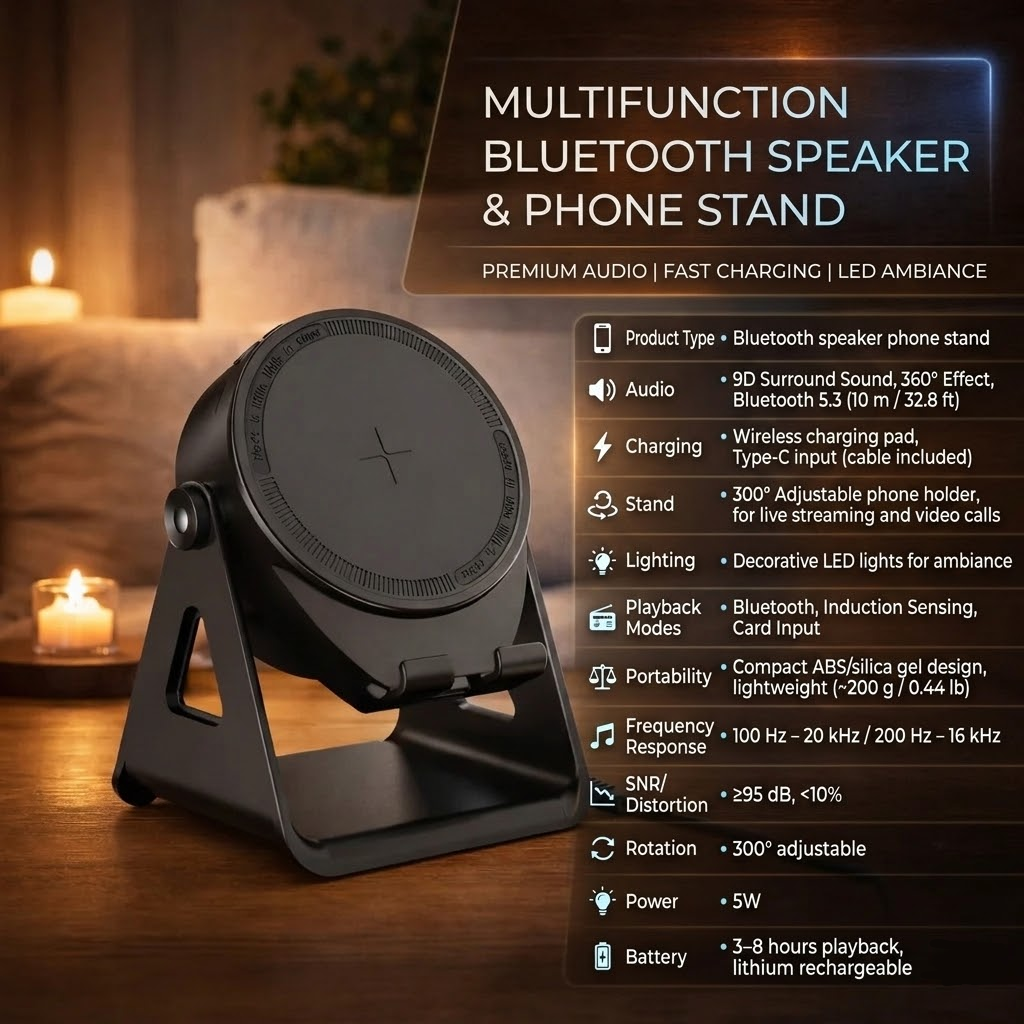 Bluetooth Speaker Induction Phone Stand Wireless Charger
