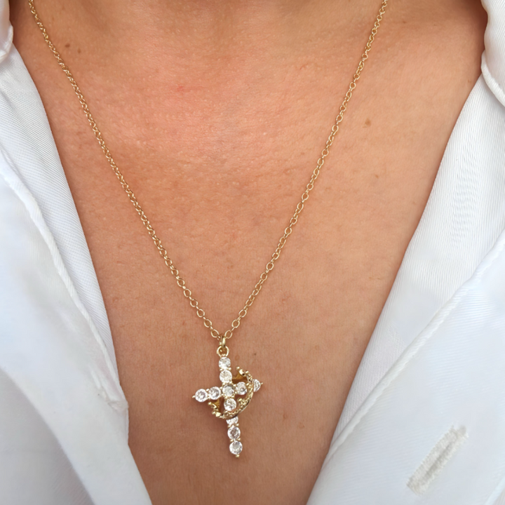 Necklace Cross Pendant Crown Mothers Day Faith jewelry Gift