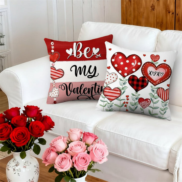 Throw Pillow Covers Valentine Heart Print Polyester Cushion Set