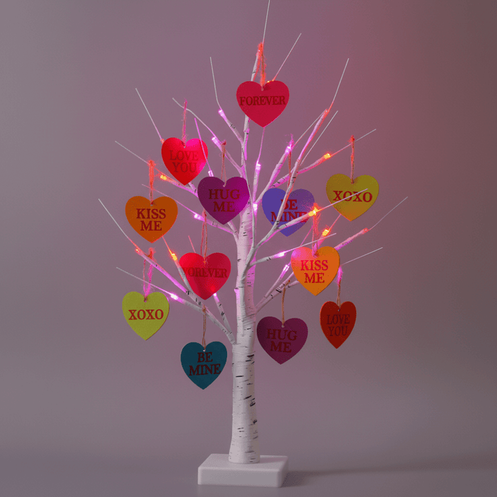 Table Lamp LED Valentine Tree Heart Ornaments