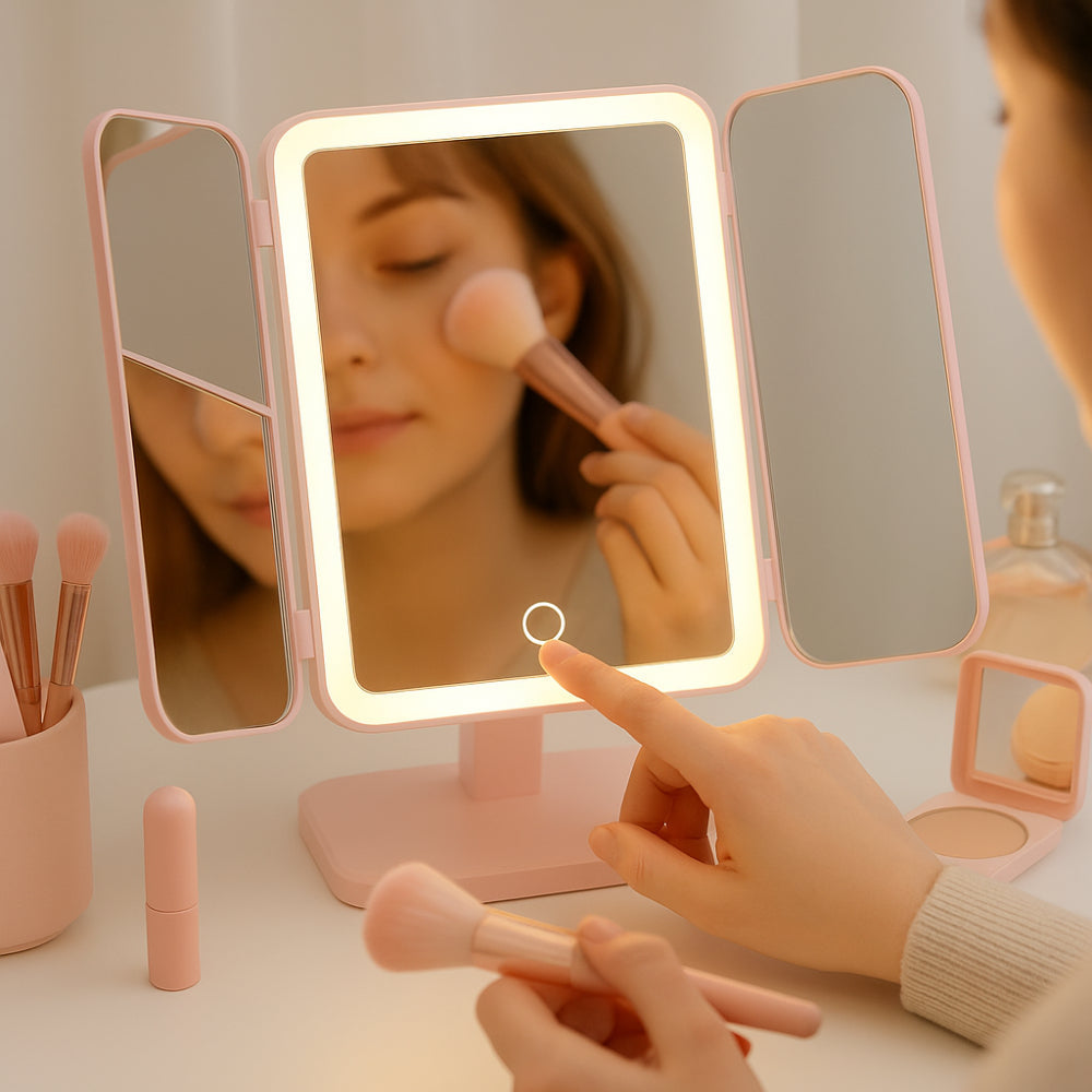 Vanity Mirror LED Adjustable Lighting Foldable Makeup Stand