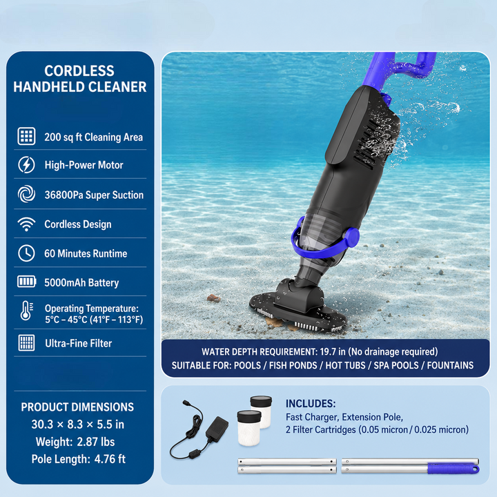 Pool Vacuum Cordless Cleaner Rechargeable Handheld