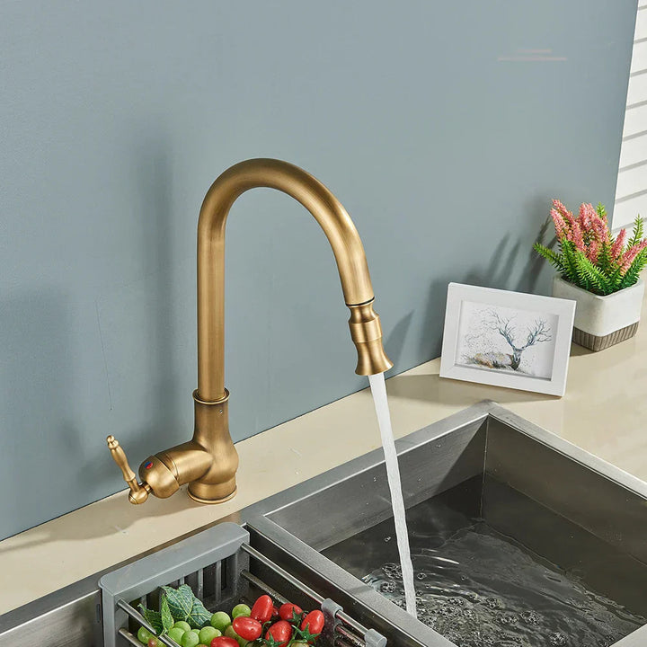 Kitchen Faucet Brass Vintage Swivel Spout Mixer