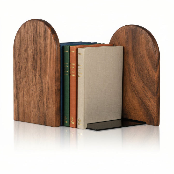 Bookends Wooden Black Walnut Heavy Duty Desk Book Holders