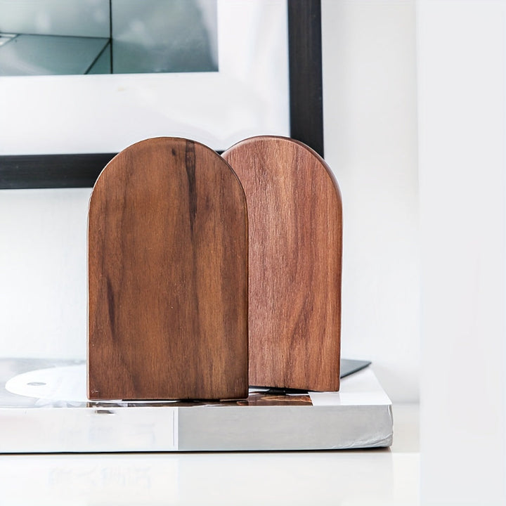 Bookends Wooden Black Walnut Heavy Duty Desk Book Holders