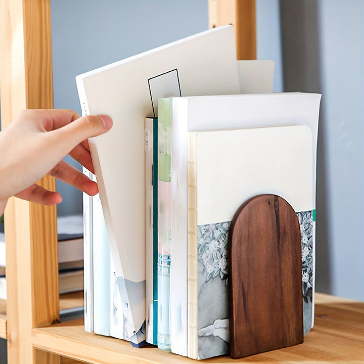 Bookends Wooden Black Walnut Heavy Duty Desk Book Holders