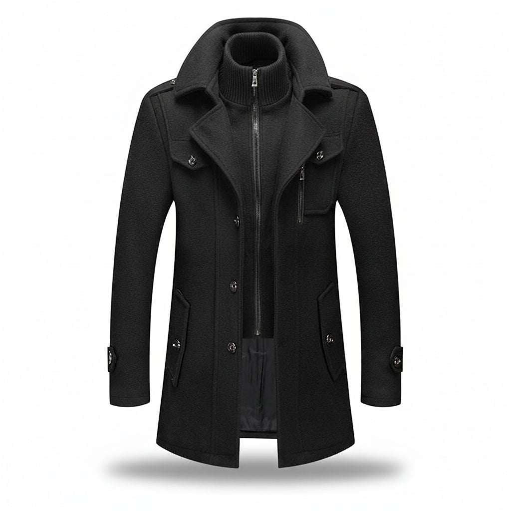 Men Winter Coat Blend Insulated Long Trench Jacket