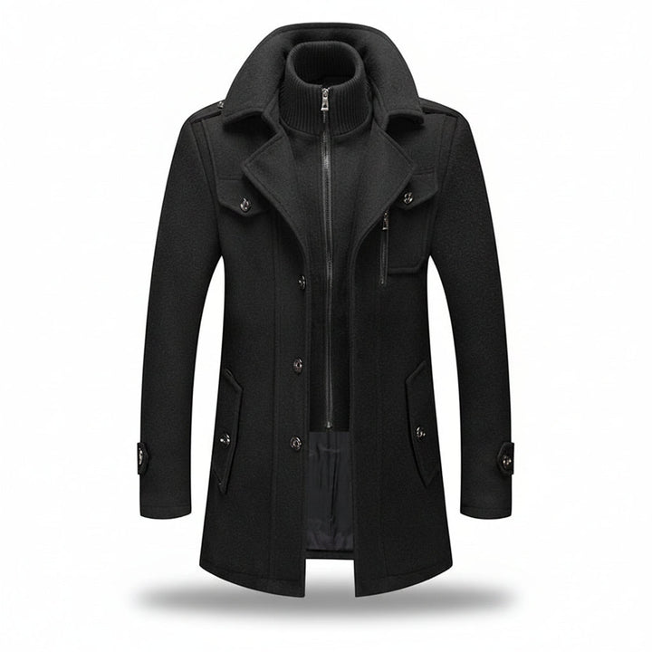 Men Winter Coat Blend Insulated Long Trench Jacket