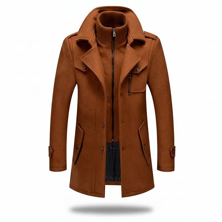 Men Winter Coat Blend Insulated Long Trench Jacket