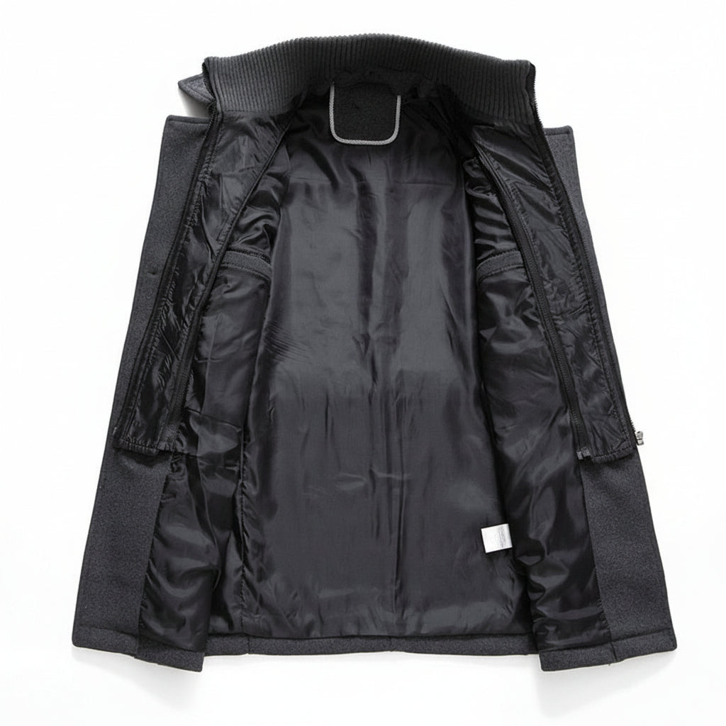 Men Winter Coat Blend Insulated Long Trench Jacket