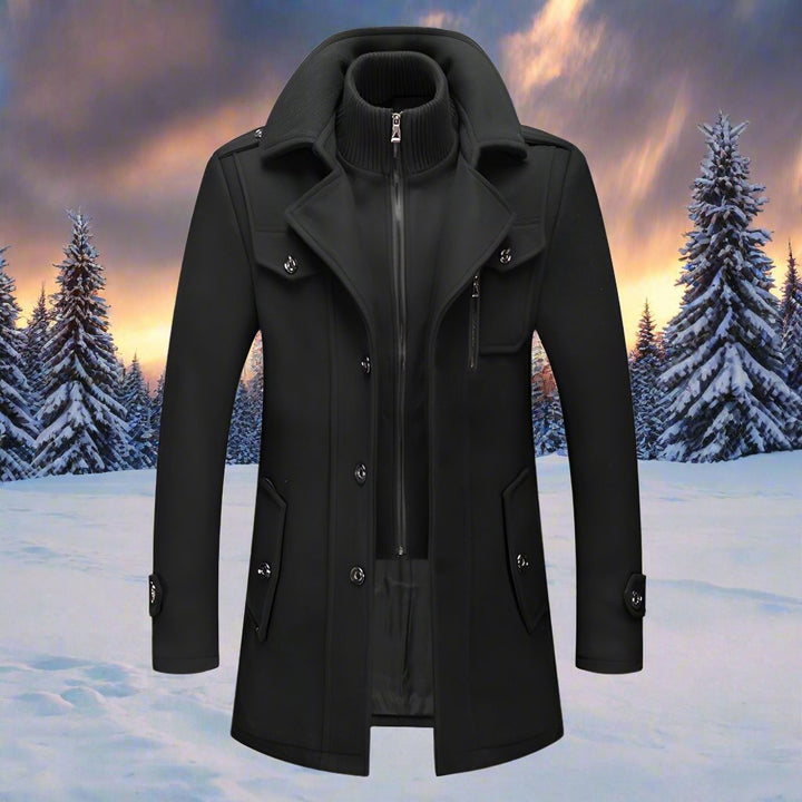 Men Winter Coat Blend Insulated Long Trench Jacket