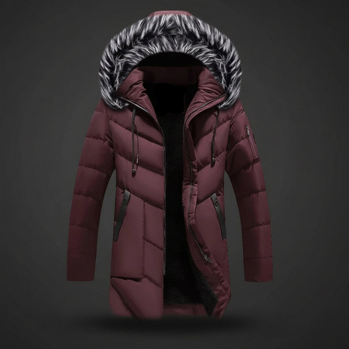 Men Winter Jacket Lined Hooded Cold Weather Coat
