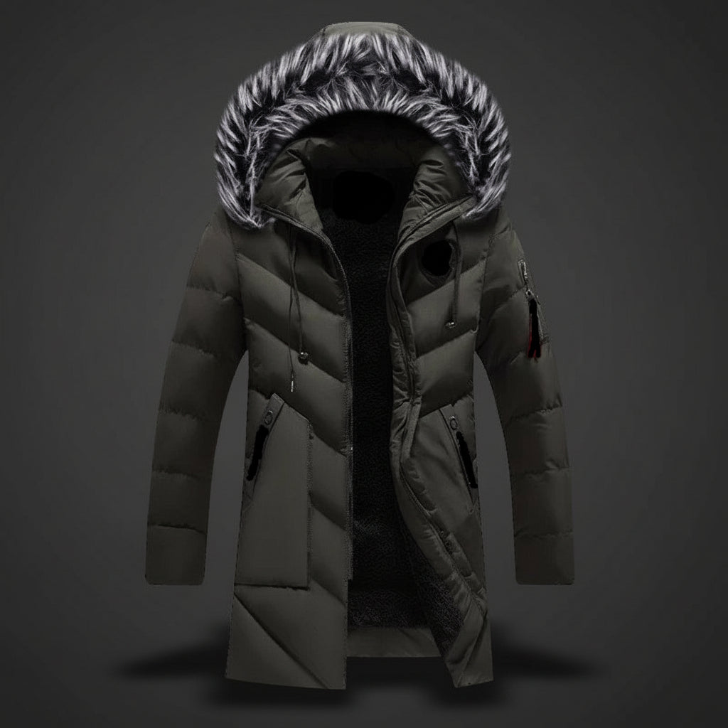 Men Winter Jacket Lined Hooded Cold Weather Coat