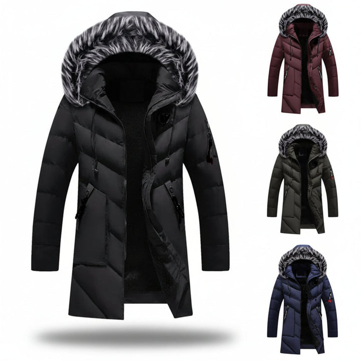 Men Winter Jacket Lined Hooded Cold Weather Coat