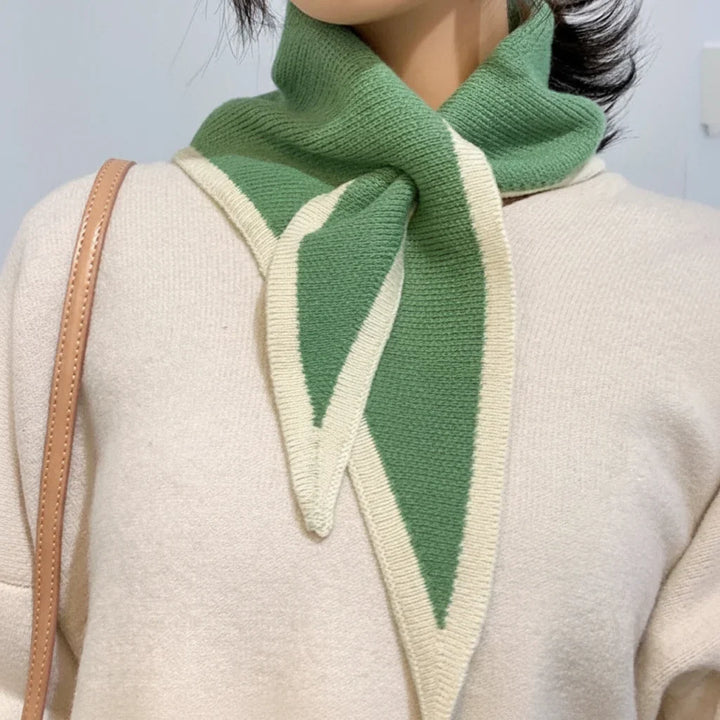 Scarf Retro Contrast Border Lightweight Soft Neck Wrap