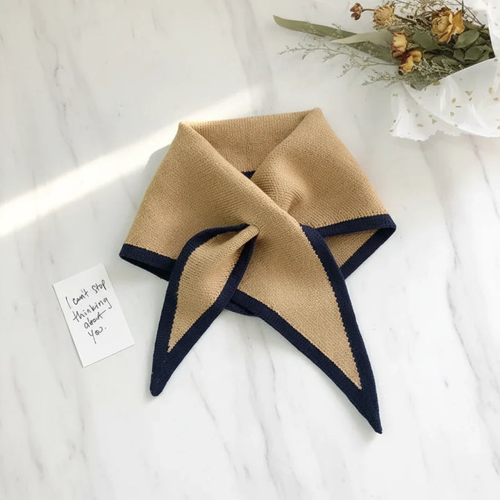 Scarf Retro Contrast Border Lightweight Soft Neck Wrap
