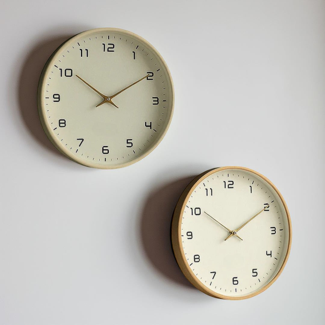 Wall Clock Minimalist Wooden Silent Quartz Home Display