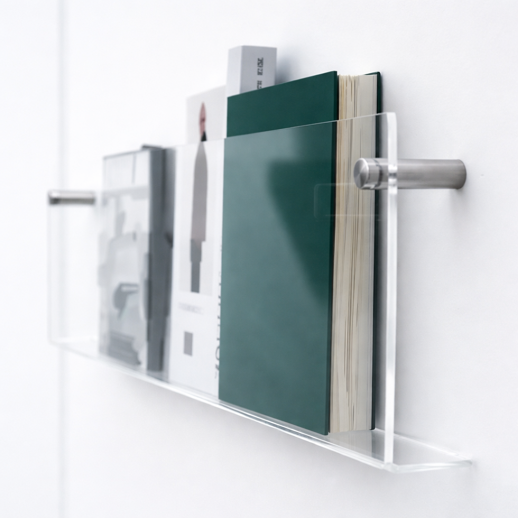 Wall Shelf Acrylic Floating Magazine Display Storage Organizer