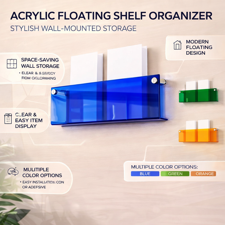 Wall Shelf Acrylic Floating Magazine Display Storage Organizer