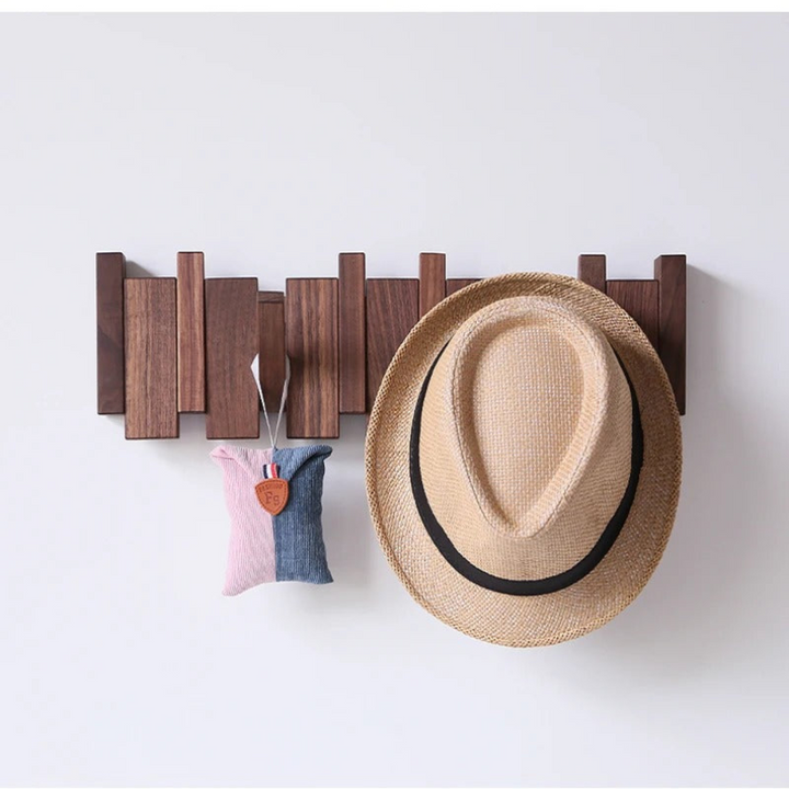 Wall Mounted Coat Rack Wooden Foldable Hook Rack Paneled