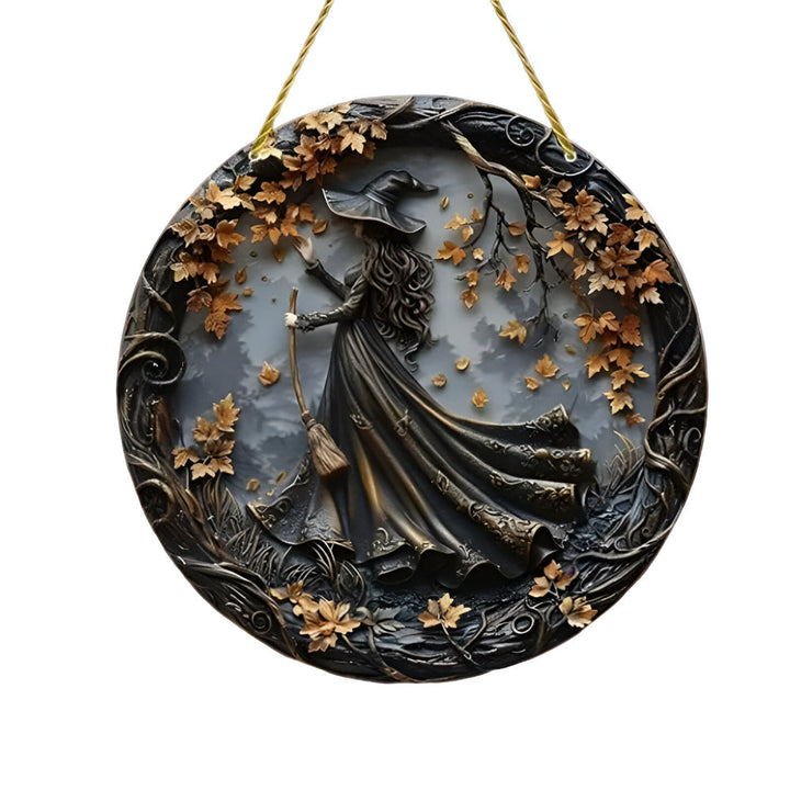 Wall Art Witch Folklore Wood Door Hanging Sign