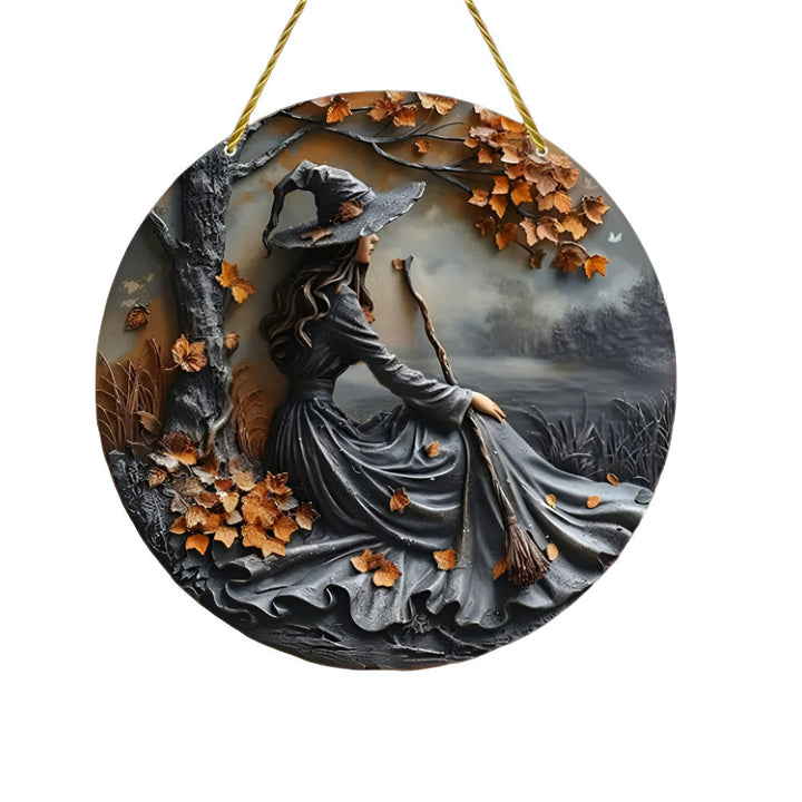 Wall Art Witch Folklore Wood Door Hanging Sign