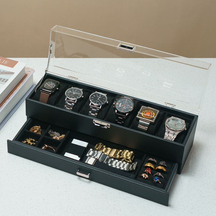 Watch Box Mothers Day Organizer 6 Slot Storage Case Drawer