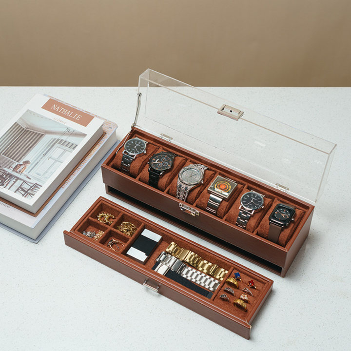 Watch Box Mothers Day Organizer 6 Slot Storage Case Drawer