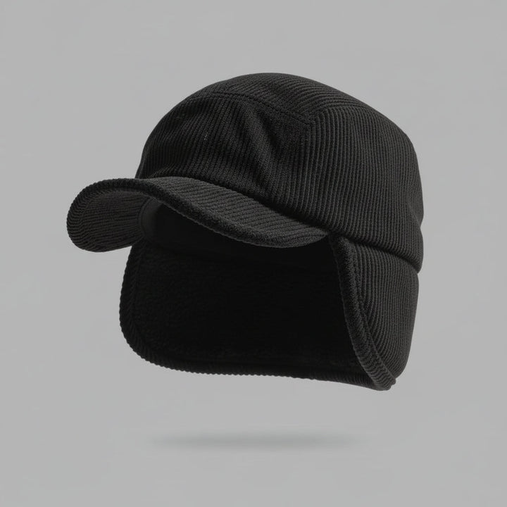 Winter Ear Flap Cap Ribbed Knit Polar Fleece Unisex