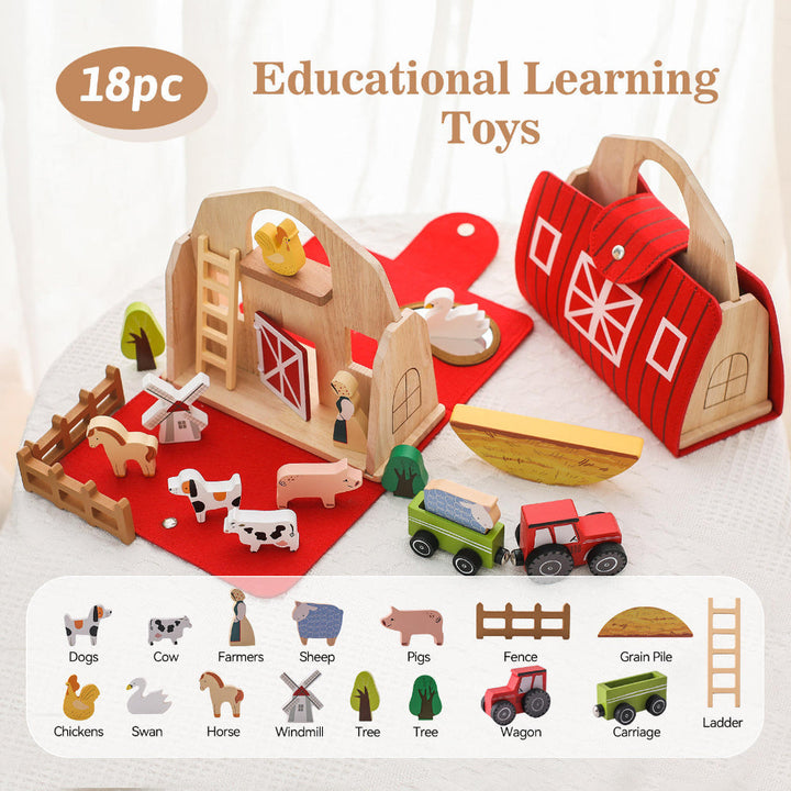 Wooden Toys Farm Set Toddler Travel Wooden