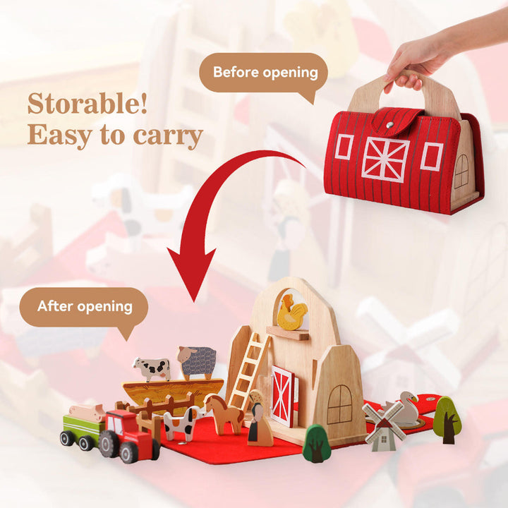 Wooden Toys Farm Set Toddler Travel Wooden