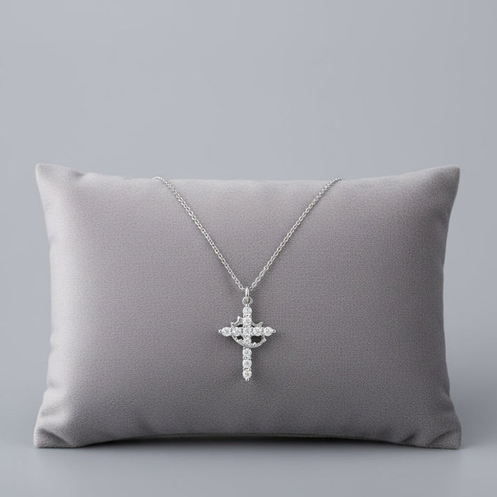 Cross Necklace Crown Pendant Gold Silver Faith jewelry