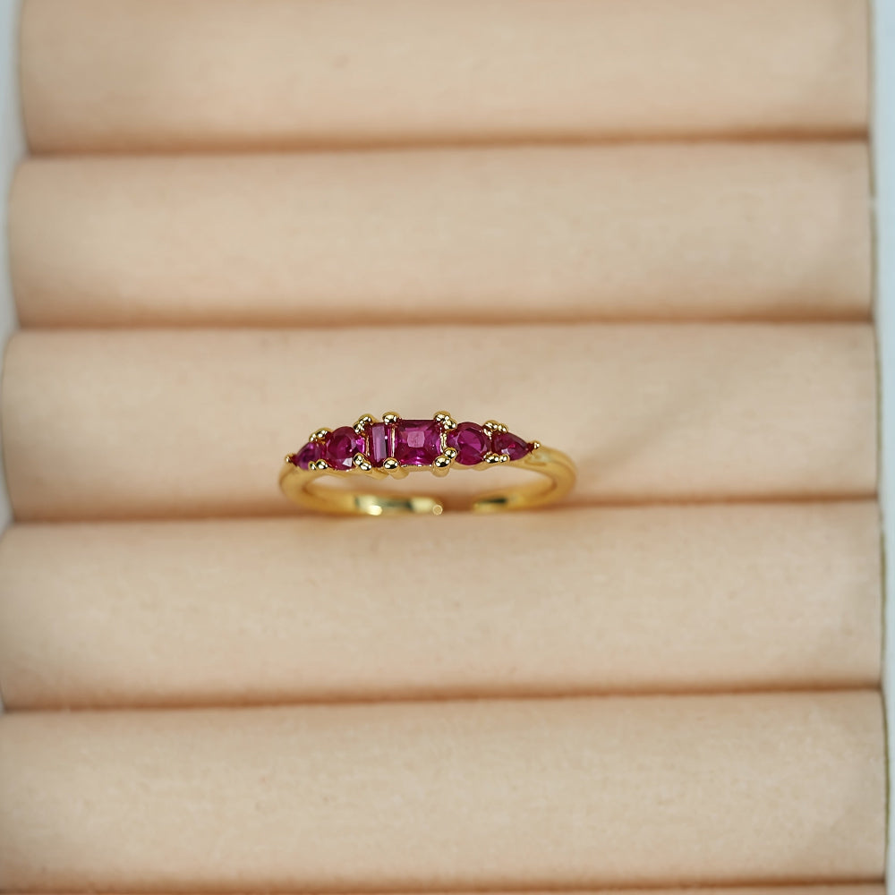 Mothers Day Gold Ring Set Stackable Rhinestone Boho Rings