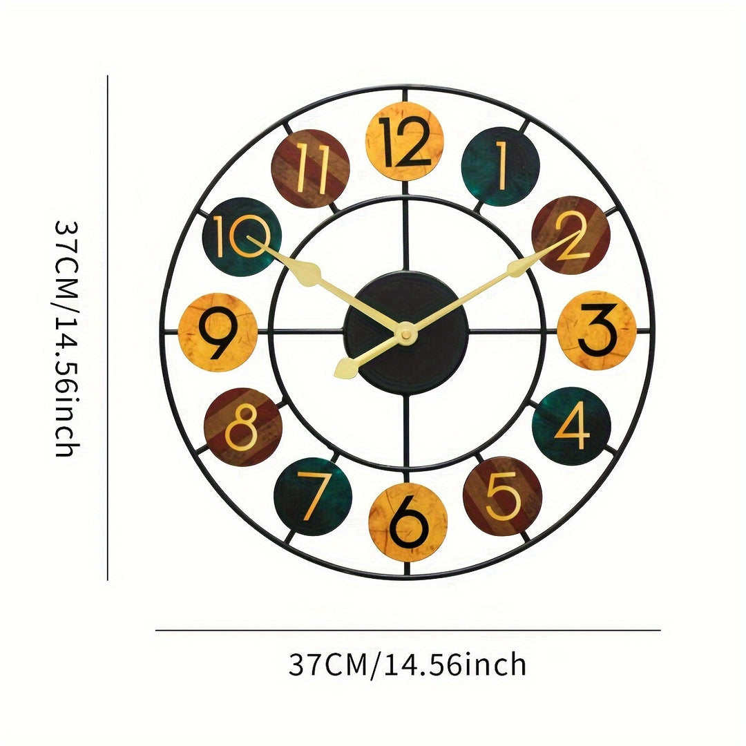 colorful Metal Wall Clock | Retro Iron Design