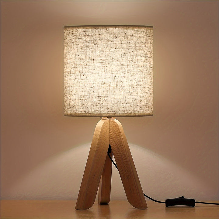 Nordic Wooden Tripod Table Lamp | Fabric Shade