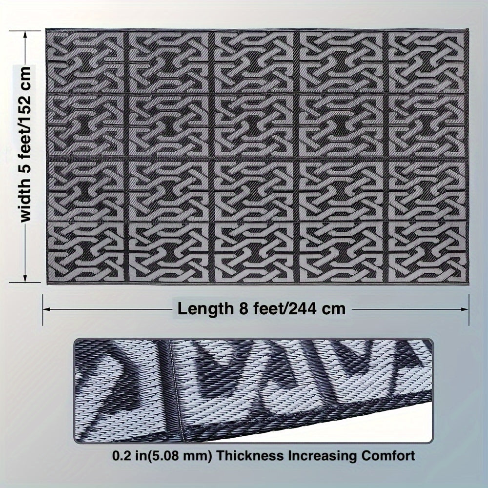 Reversible Outdoor Rug | Black &amp; gray Modern Patio Mat