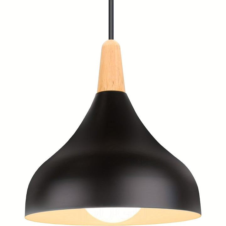 Modern Teardrop Pendant Light | Metal &amp; Wood Hanging Lamp