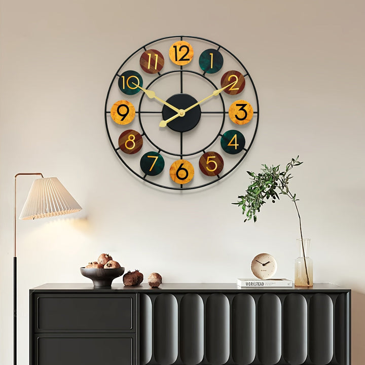 colorful Metal Wall Clock | Retro Iron Design