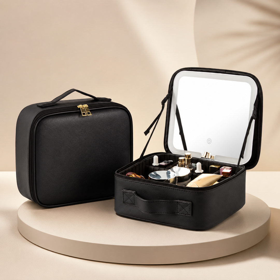 Makeup Case Travel Cosmetic Organizer Mothers Day LED Mirror Box