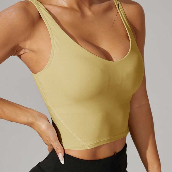 Pickleball Backless Crop Tank V Neck Stretch Athletic Top