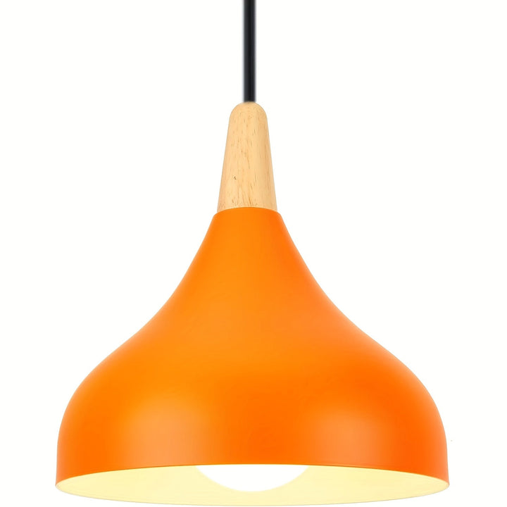 Modern Teardrop Pendant Light | Metal &amp; Wood Hanging Lamp
