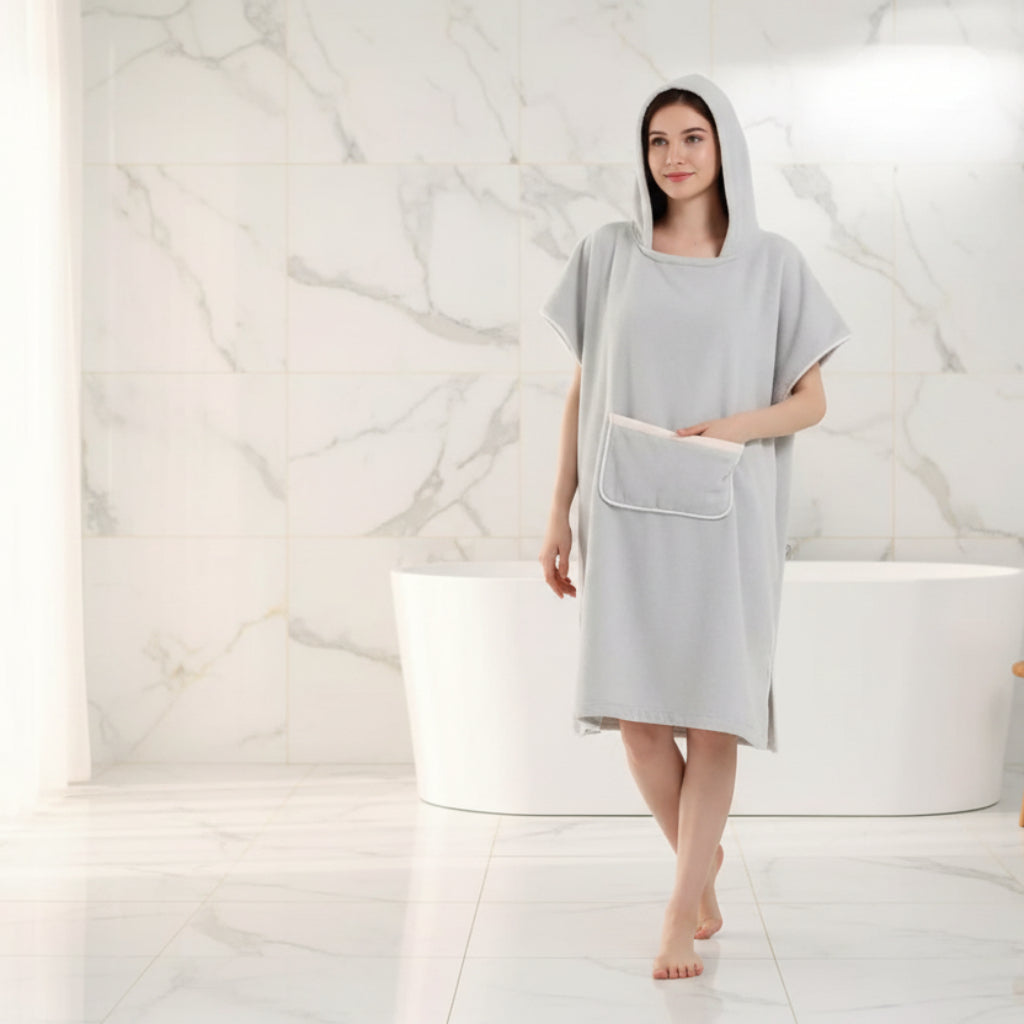 Bathrobe Poncho Hooded Pocket Design