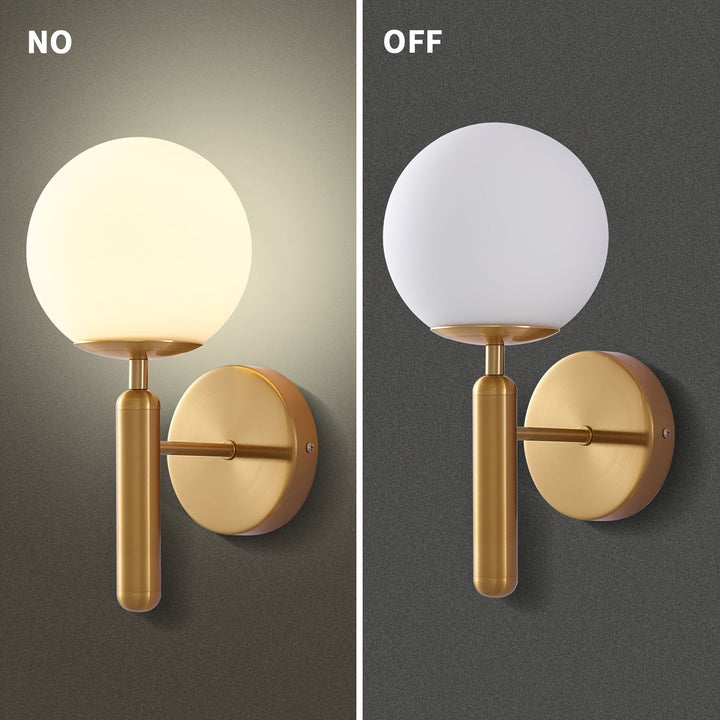 Modern Glass Globe Wall Sconce | Polished Metal Semi-Flush Mount Fixture