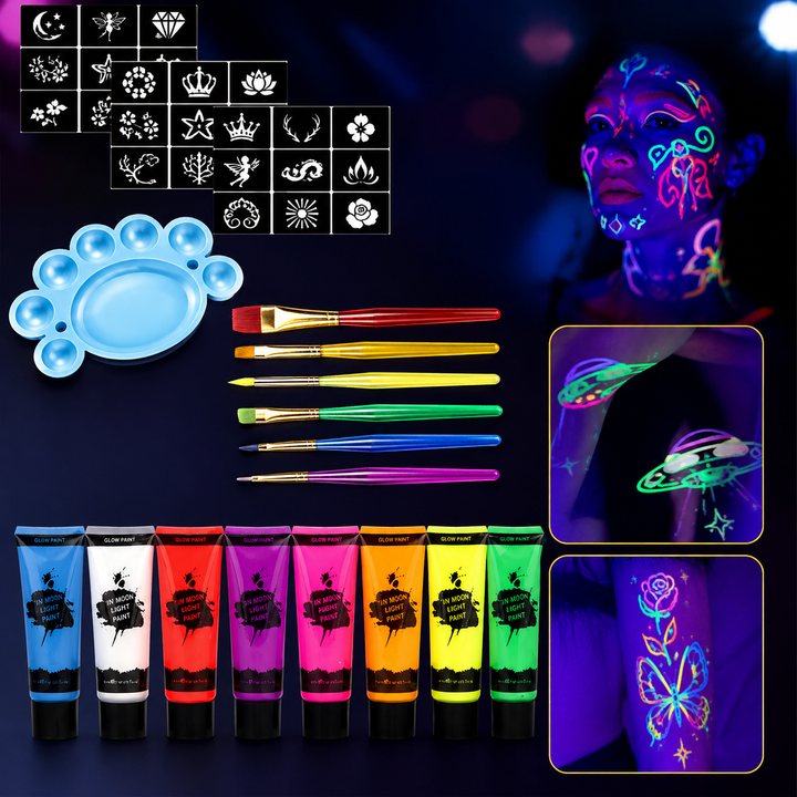 Glow Dark UV Body Paint Set Parties Festivals
