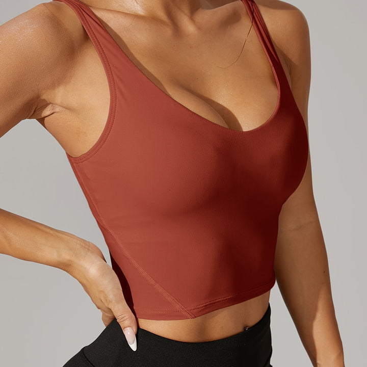 Pickleball Backless Crop Tank V Neck Stretch Athletic Top
